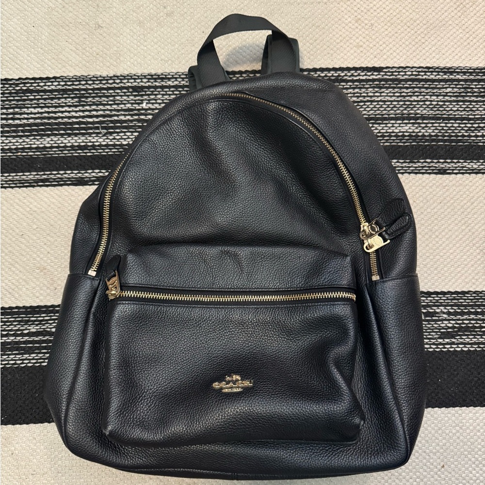 Coach Black Pebbled Leather Backpack